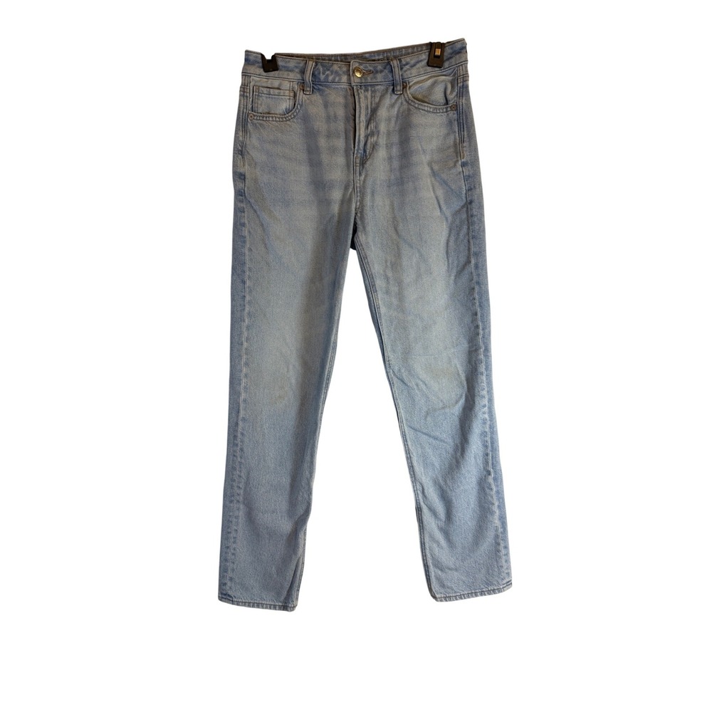 American Eagle Mom Jean Light Wash Blue High Rise Tapered Rigid Denim Womens 6